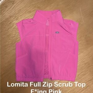 FIGS Lomita Full Zip Scrub Top - F*ing Pink